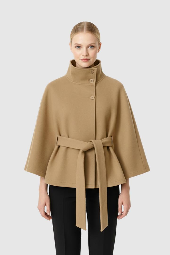 Stella | Cape Coat with Belted Waist