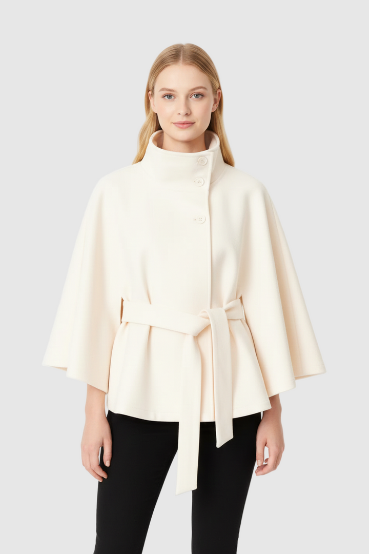 Stella | Cape Coat with Belted Waist