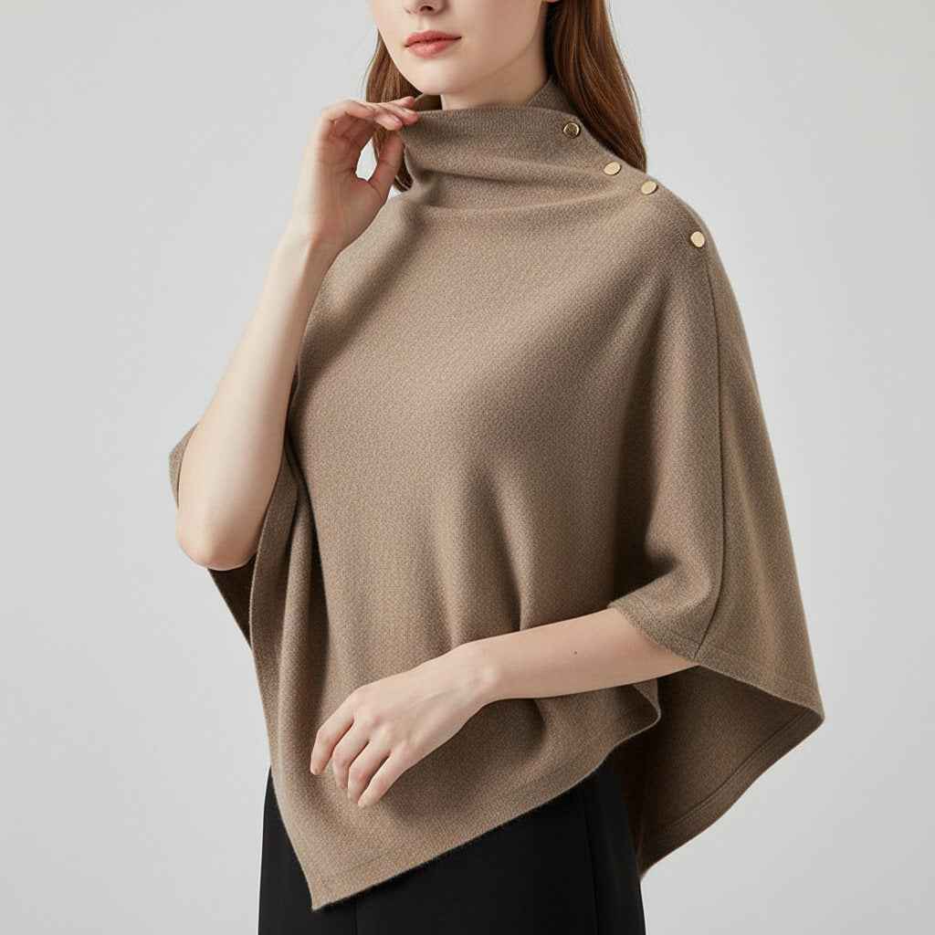 Womens knit poncho cape sweater, view 3