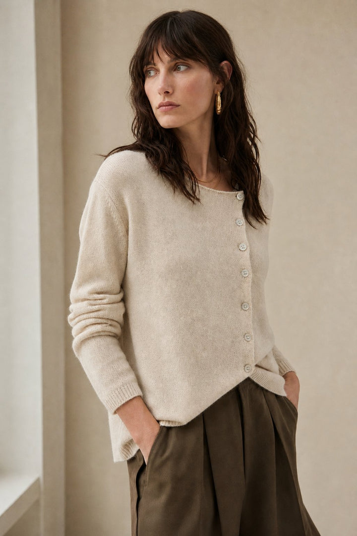 Bailey | Womens Relaxed Crew Cardigan Sweater