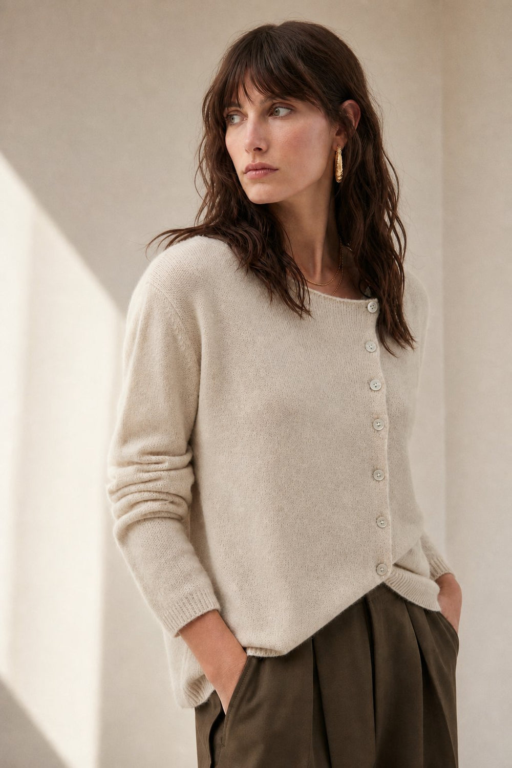 Bailey | Womens Relaxed Crew Cardigan Sweater