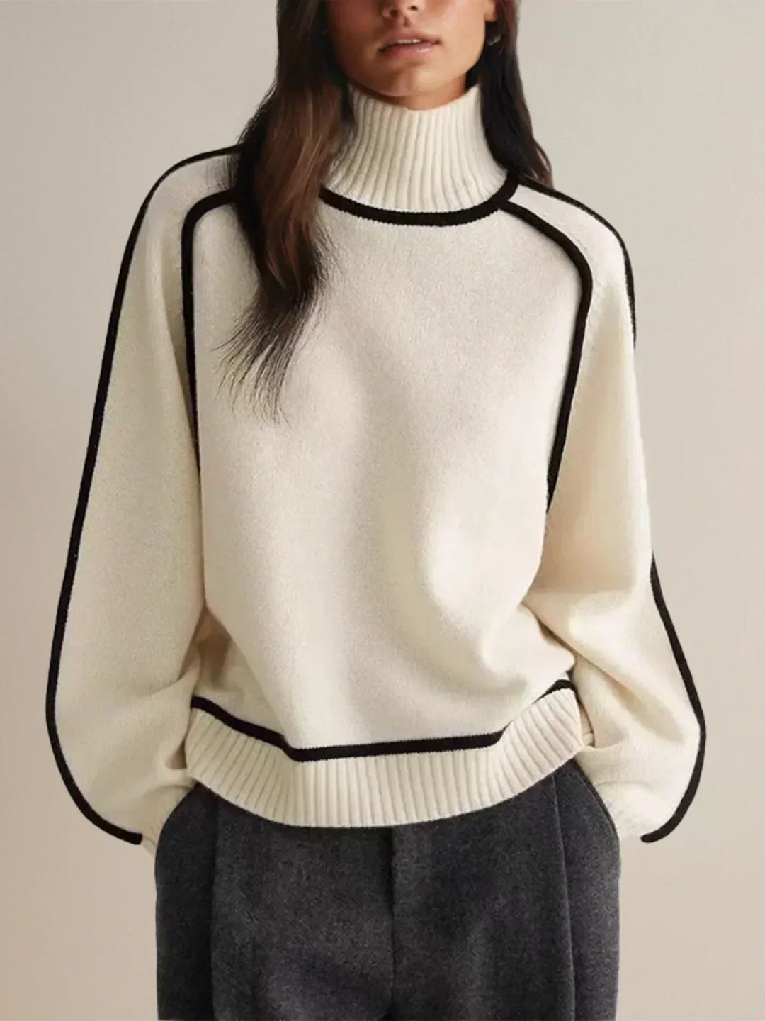 Womens oversized turtleneck sweater, view 1