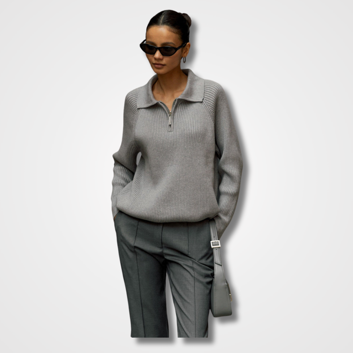 Maren | Womens Quarter-Zip Ribbed Knit Sweater