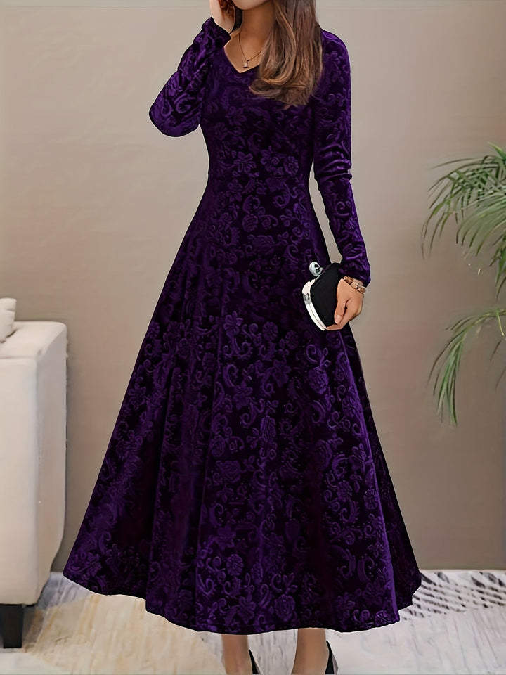 Cassia | Womens Velvet Embossed Midi Dress