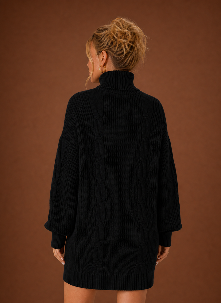 Jade | Turtleneck Cable Knit Sweater Dress