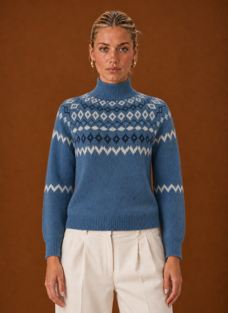 Elise | Fair Isle Turtleneck Sweater Relaxed Fit