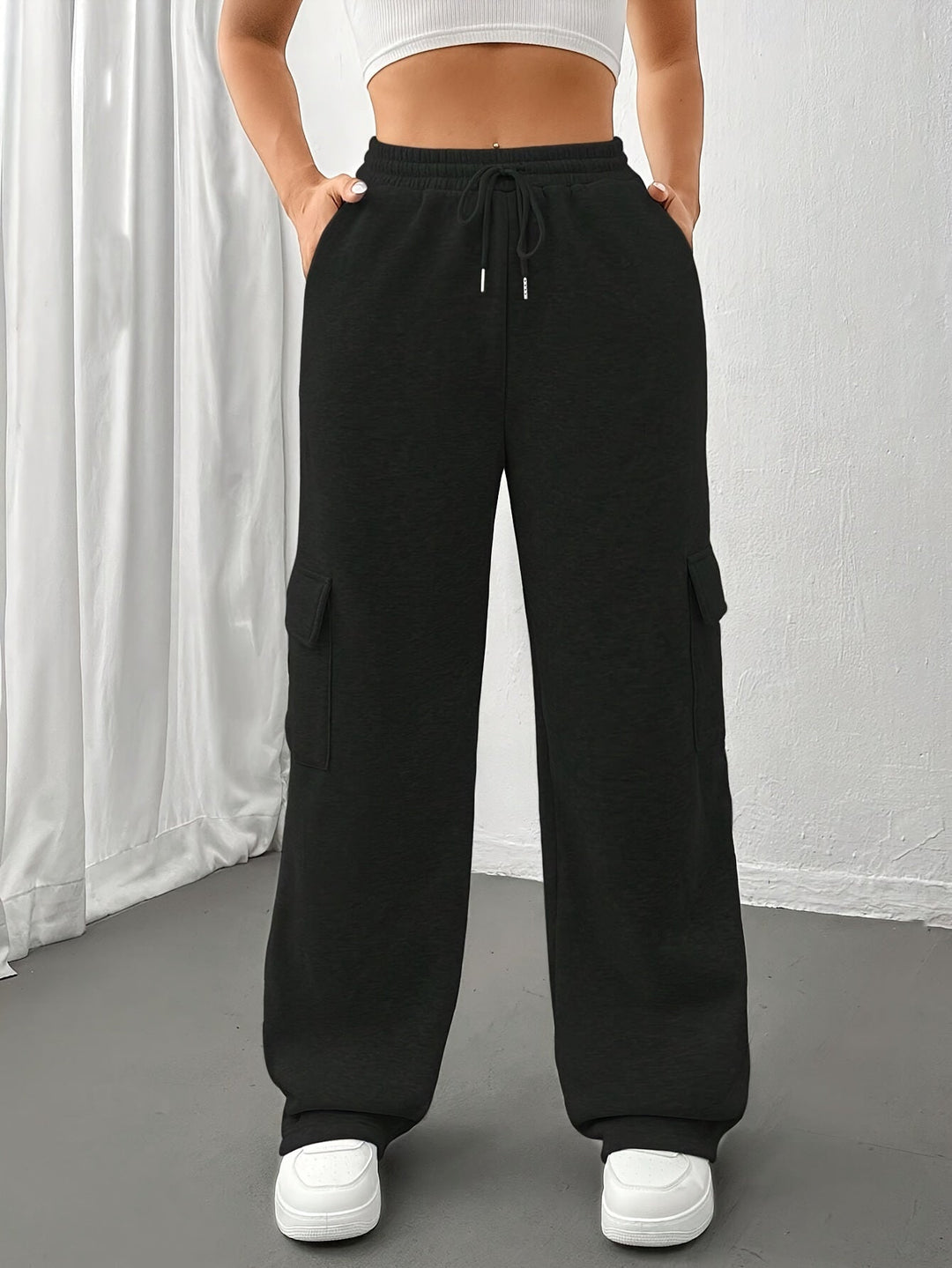 Sutton | Relaxed Fleece Cargo Sweatpants Wide Leg
