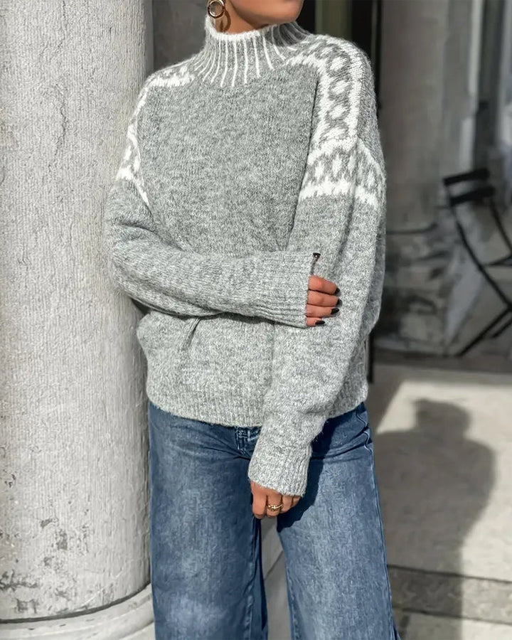 Vivian | Fair Isle Turtleneck Wool Blend Sweater Women