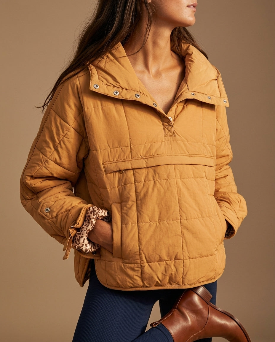 Esme | Quilted Hooded Oversized Snap Jacket