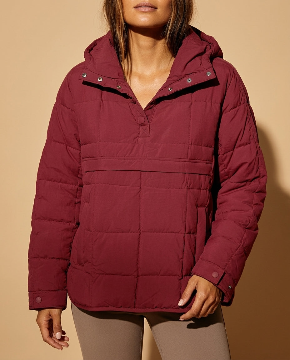 Esme | Quilted Hooded Oversized Snap Jacket