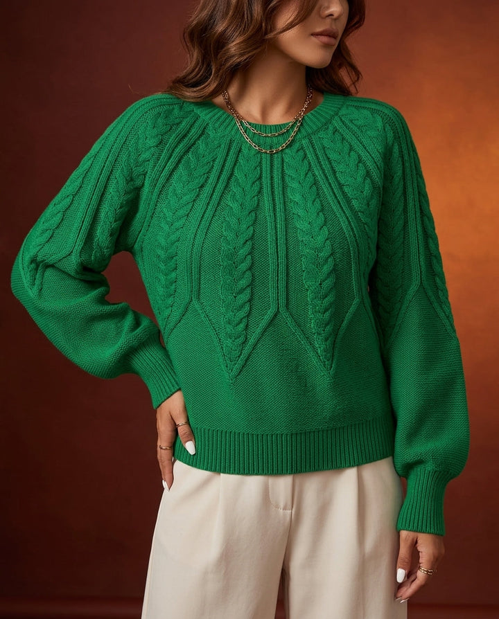 Womens cable knit cropped pullover sweater, view 2