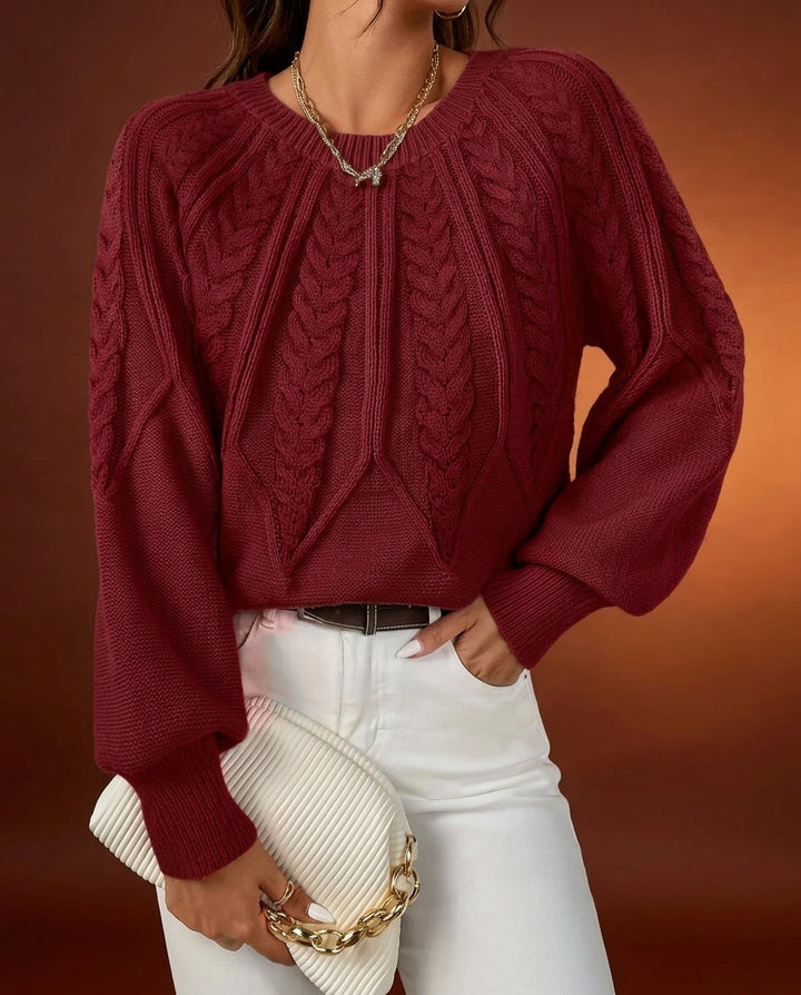 Womens cable knit cropped pullover sweater, view 5