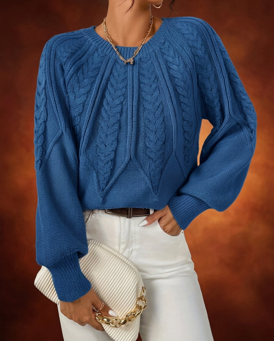 Womens cable knit cropped pullover sweater, view 1