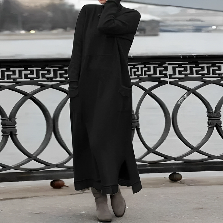 Kara | Knitted Turtleneck Maxi Dress with Pockets