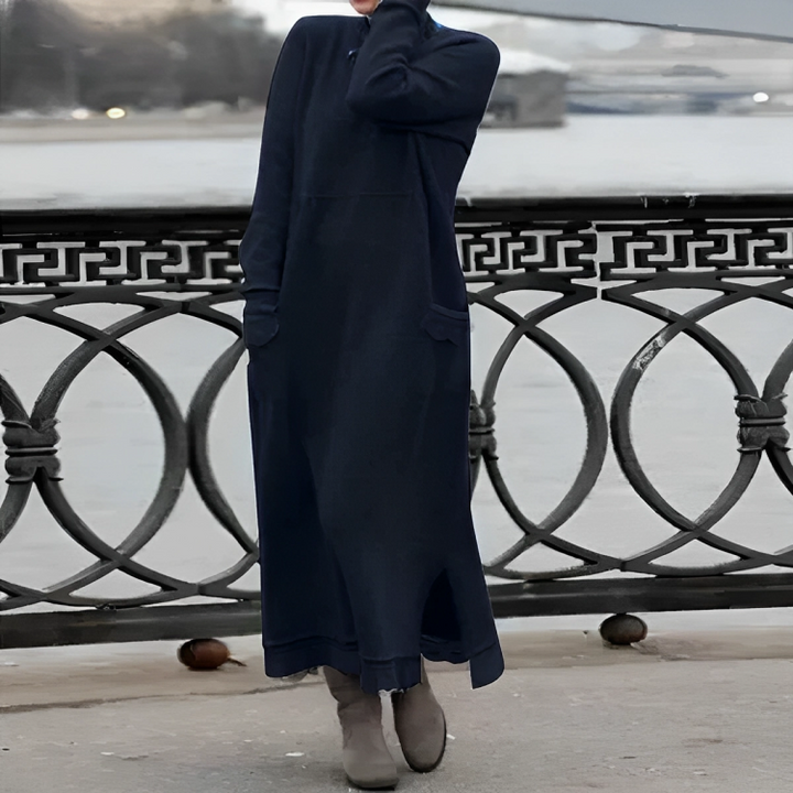 Kara | Knitted Turtleneck Maxi Dress with Pockets