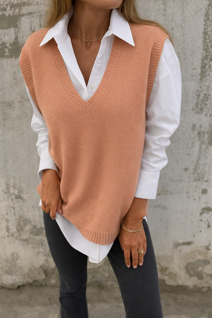 Womens v-neck sweater vest, view 1
