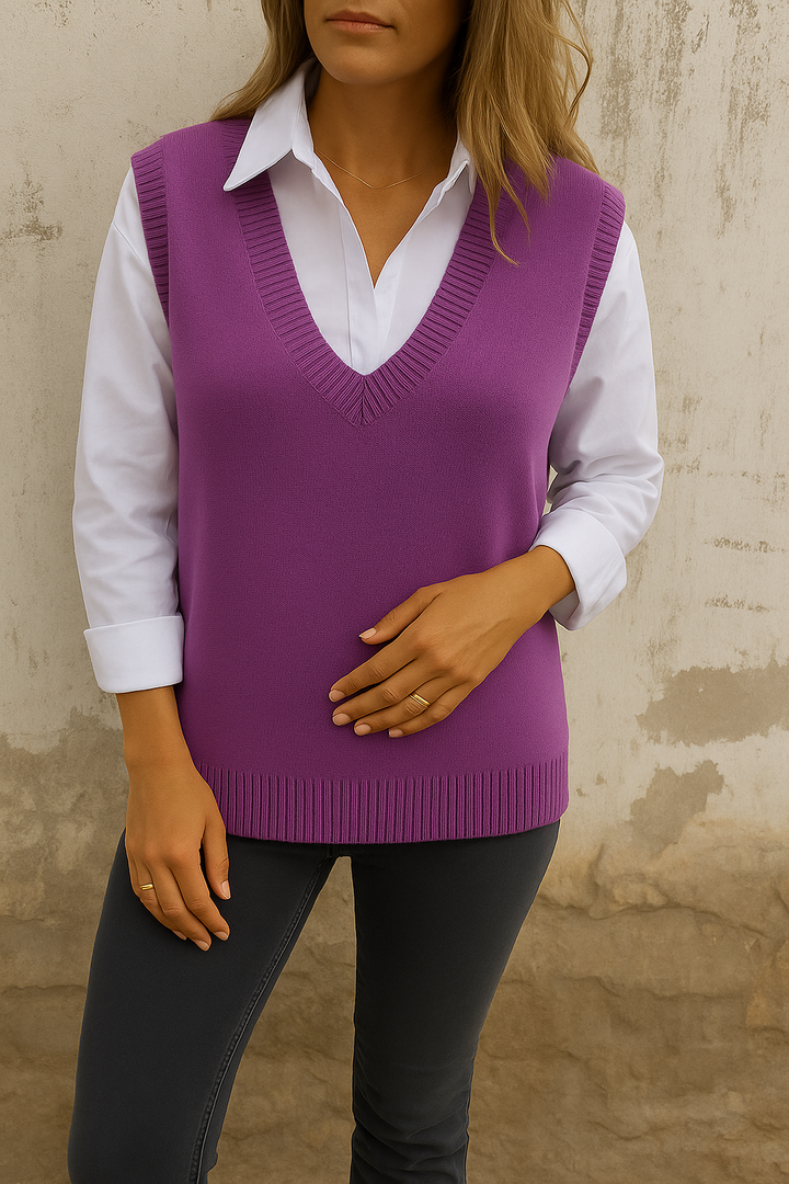 Womens v-neck sweater vest, view 4