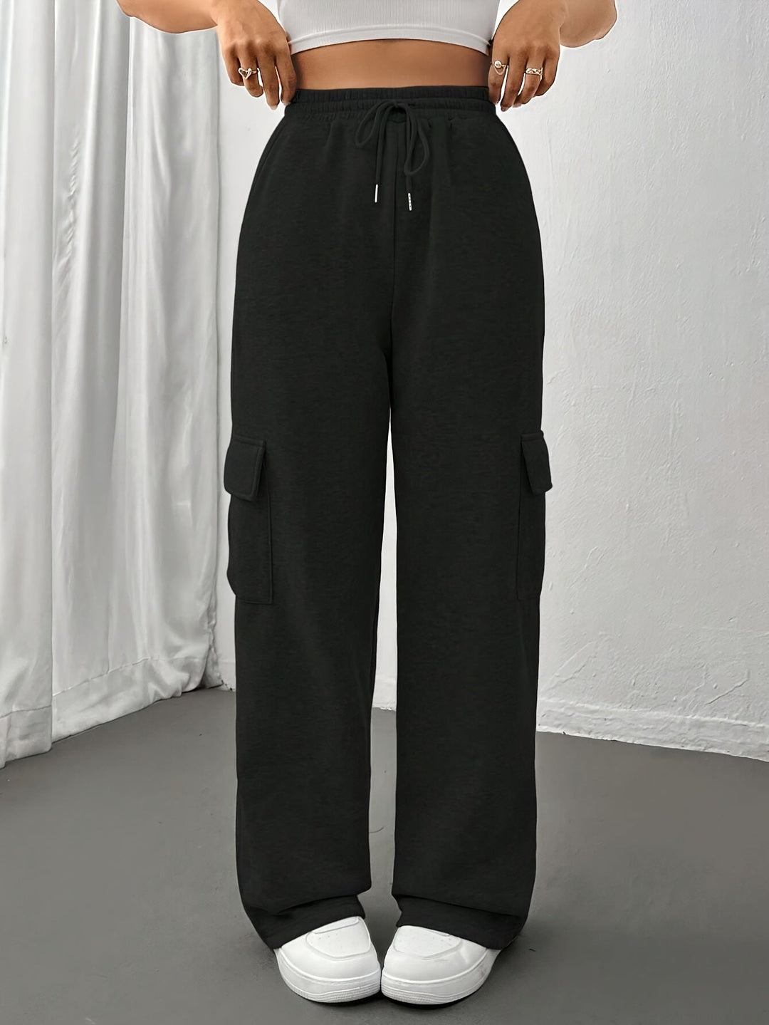Sutton | Relaxed Fleece Cargo Sweatpants Wide Leg