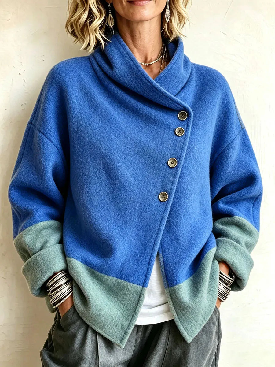 Madison | Asymmetrical Button Front Wool Blend Jacket