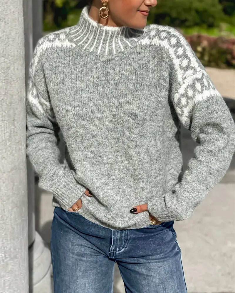 Vivian | Fair Isle Turtleneck Wool Blend Sweater Women