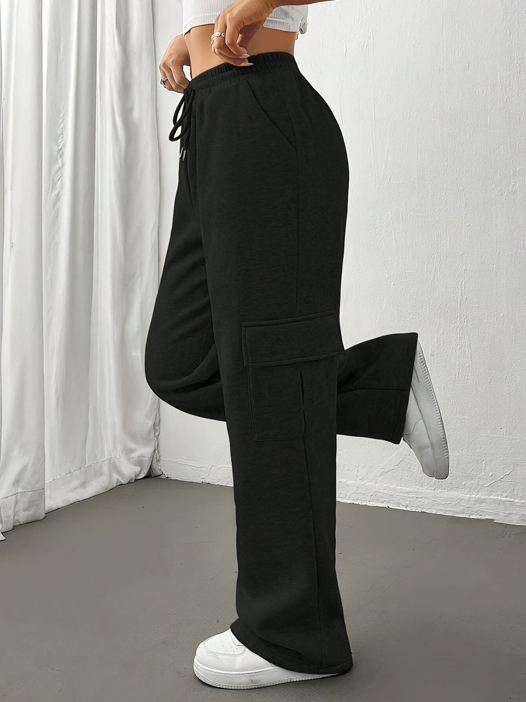 Sutton | Relaxed Fleece Cargo Sweatpants Wide Leg