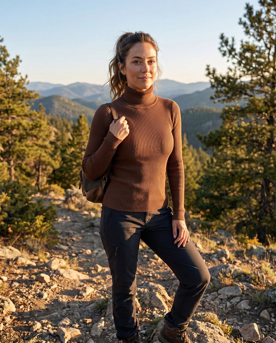 Womens ribbed turtleneck sweater, view 2