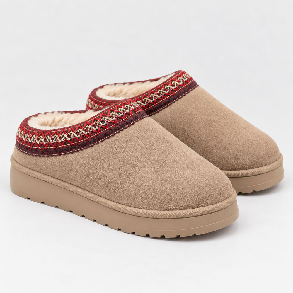 Jordan | Faux Suede Mule Slippers with Fleece Lining