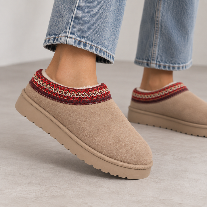 Jordan | Faux Suede Mule Slippers with Fleece Lining