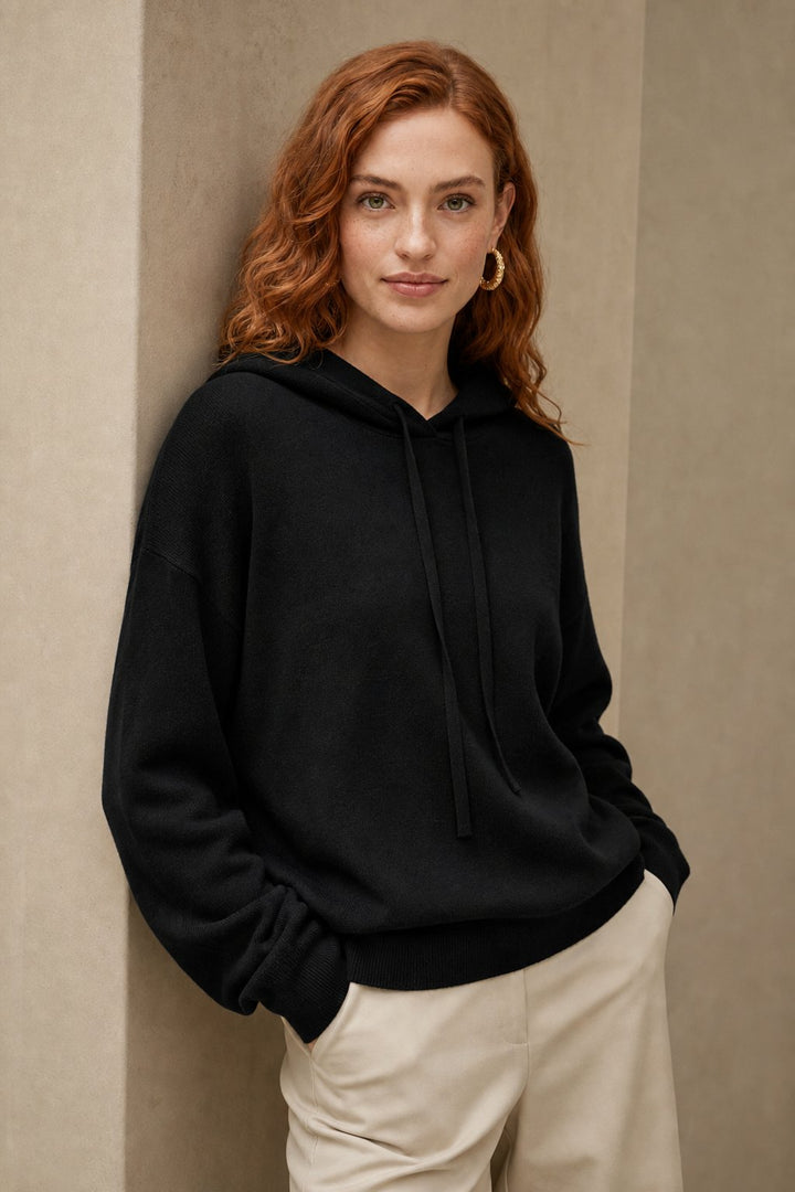 Gemma | Ribbed Knit Hoodie Raglan Sleeve Relaxed