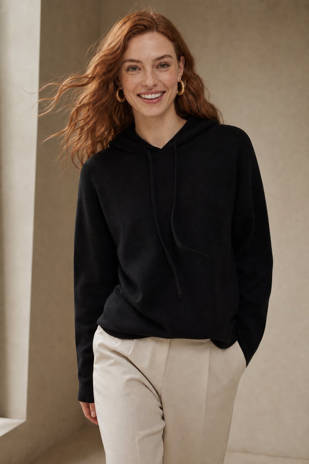 Gemma | Ribbed Knit Hoodie Raglan Sleeve Relaxed