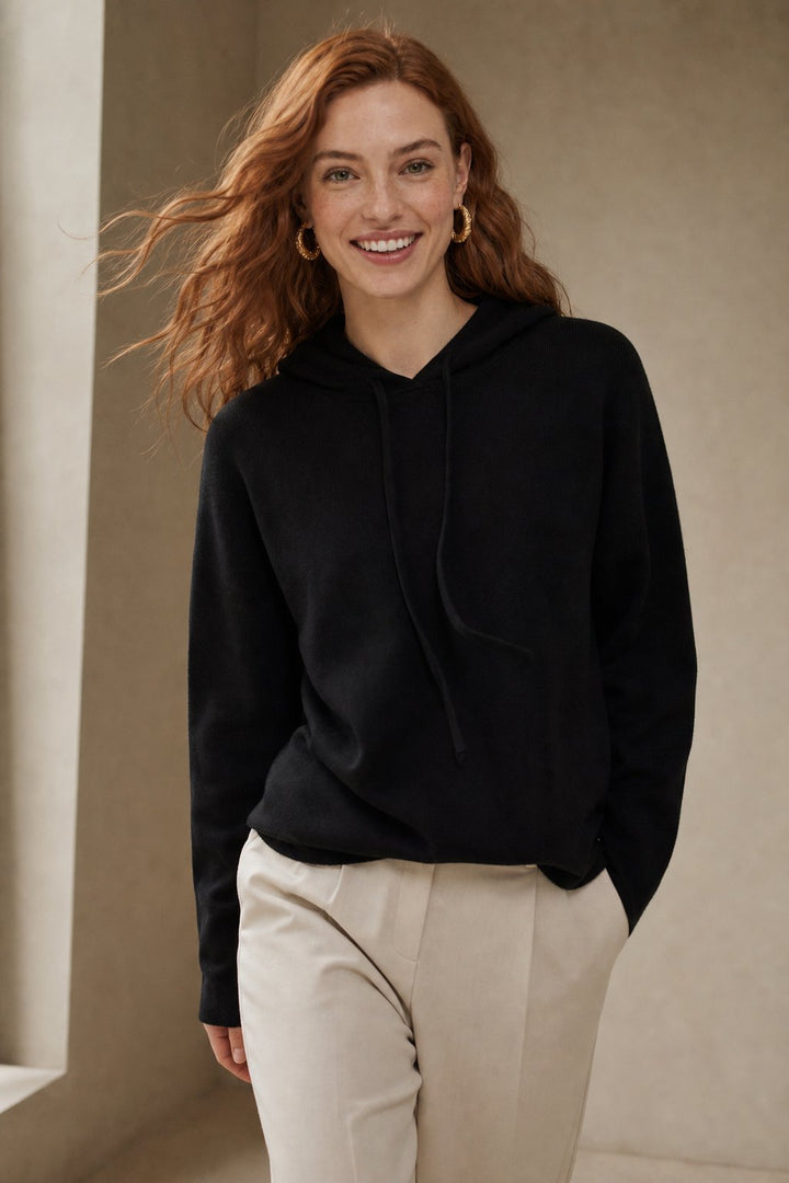 Gemma | Ribbed Knit Hoodie Raglan Sleeve Relaxed