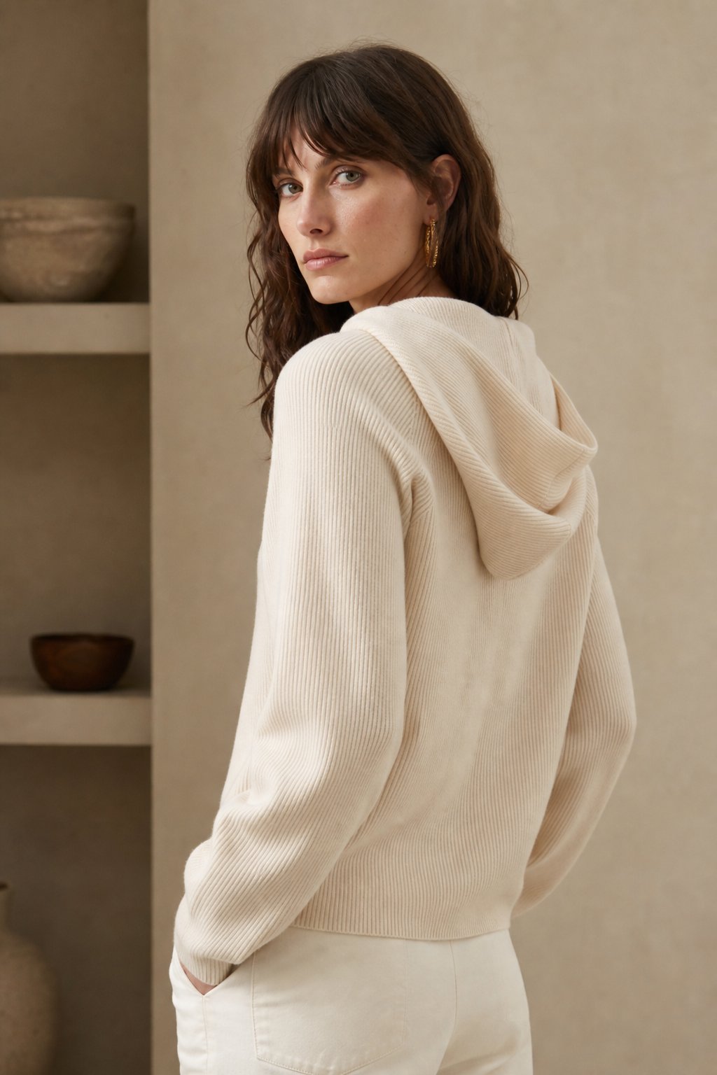 Gemma | Ribbed Knit Hoodie Raglan Sleeve Relaxed