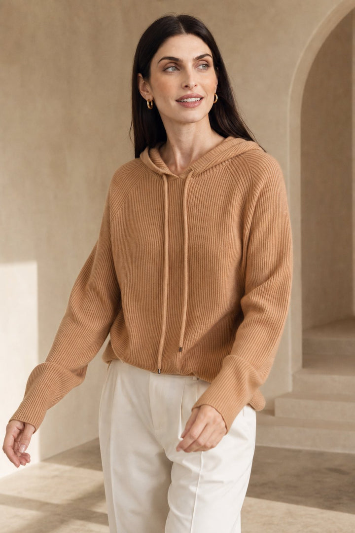 Gemma | Ribbed Knit Hoodie Raglan Sleeve Relaxed