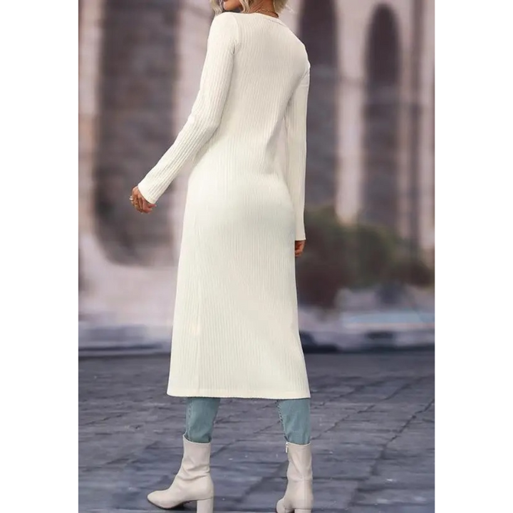 Lena | Ribbed Knit Button Front Maxi Cardigan