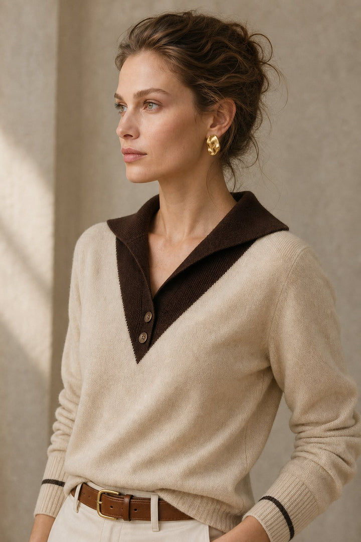 Mara | Polo Sweater Relaxed Fit Collared V-Neck