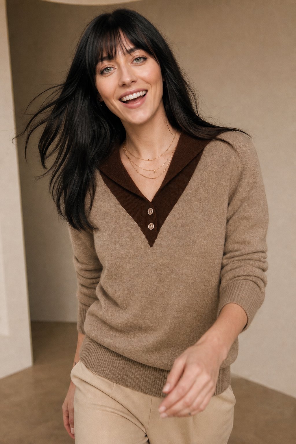 Mara | Polo Sweater Relaxed Fit Collared V-Neck