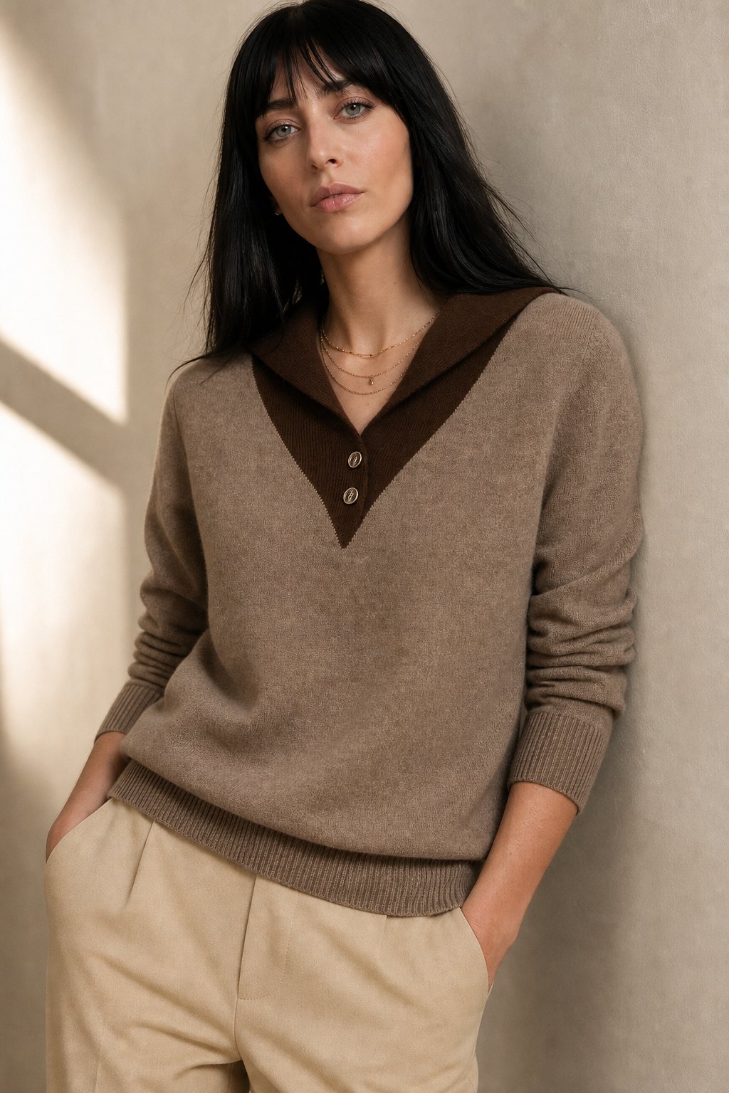 Mara | Polo Sweater Relaxed Fit Collared V-Neck
