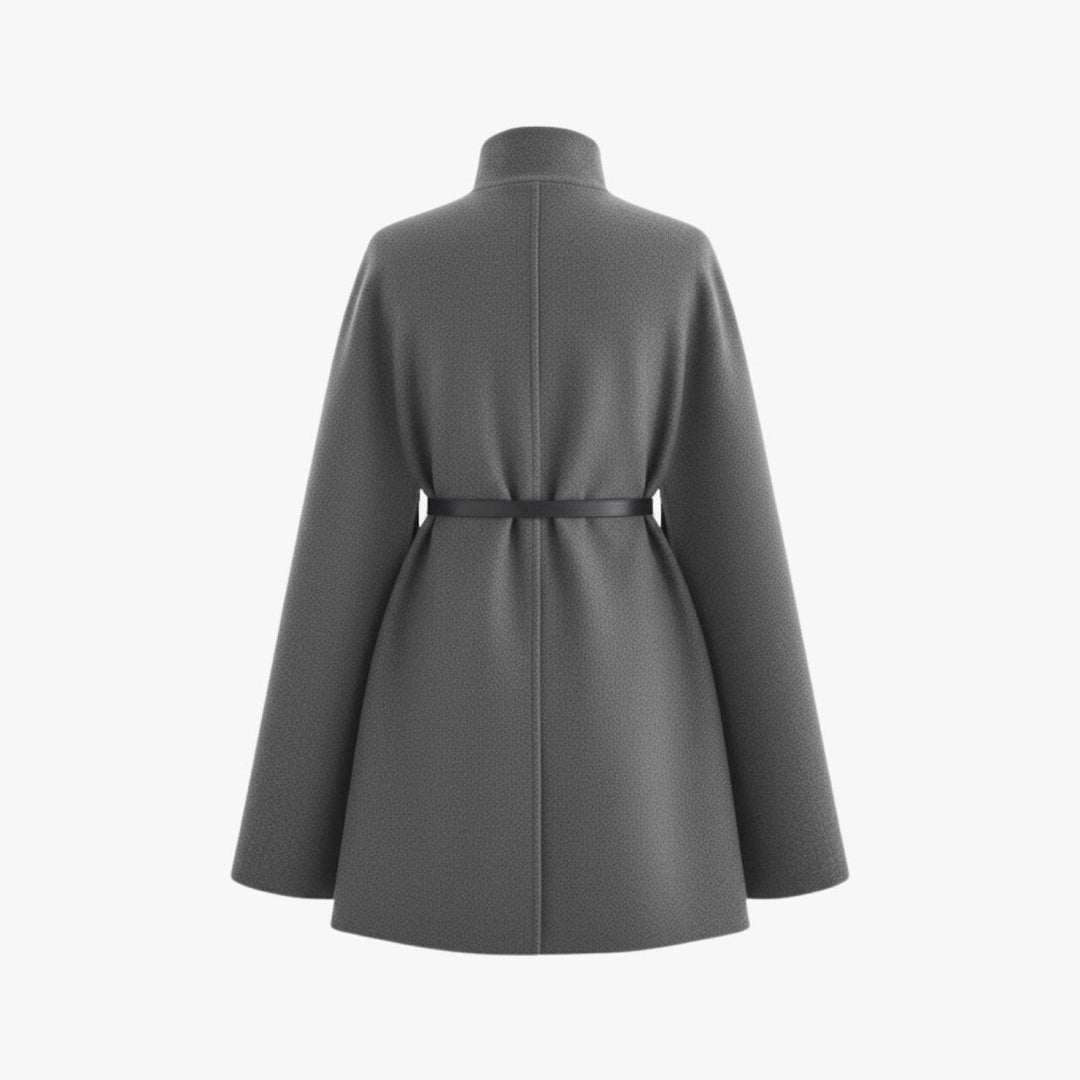 Gemma | Collared Belted Cape with Button Detail