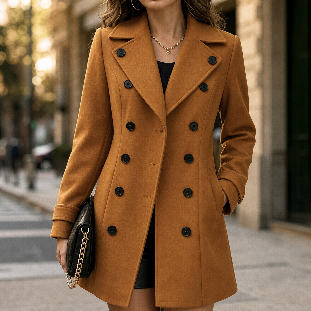 Eve | Womens Double-Breasted Wool Blend Pea Coat