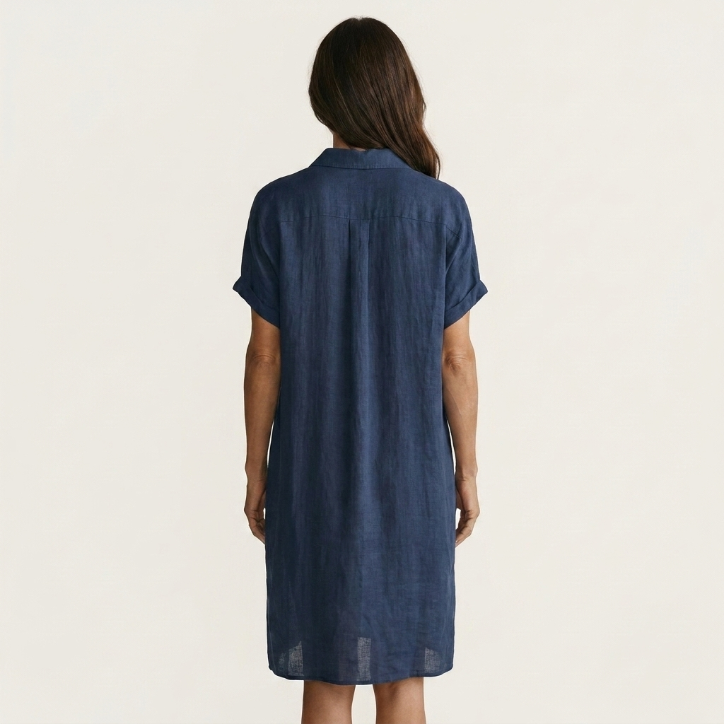 Addison | Womens Short Sleeve Linen Shirt Dress