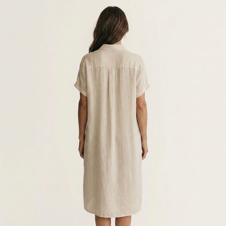 Addison | Womens Short Sleeve Linen Shirt Dress