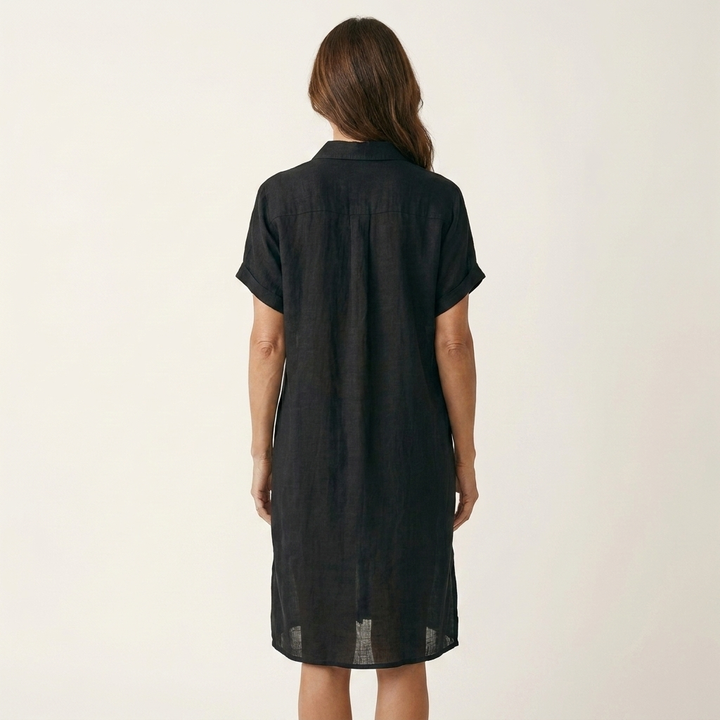 Addison | Womens Short Sleeve Linen Shirt Dress