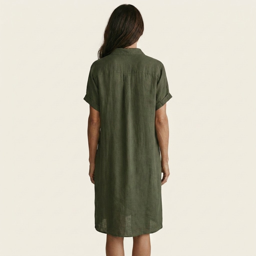 Addison | Womens Short Sleeve Linen Shirt Dress