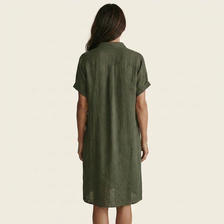 Addison | Womens Short Sleeve Linen Shirt Dress