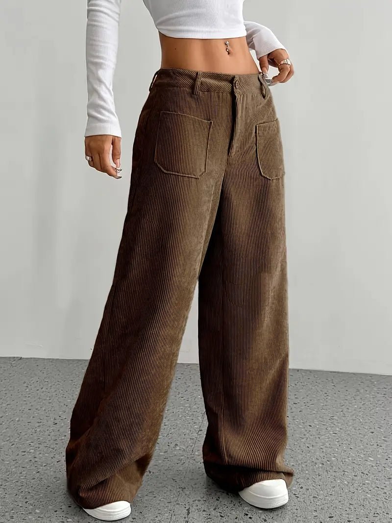 Womens wide-leg corduroy pants, view 3