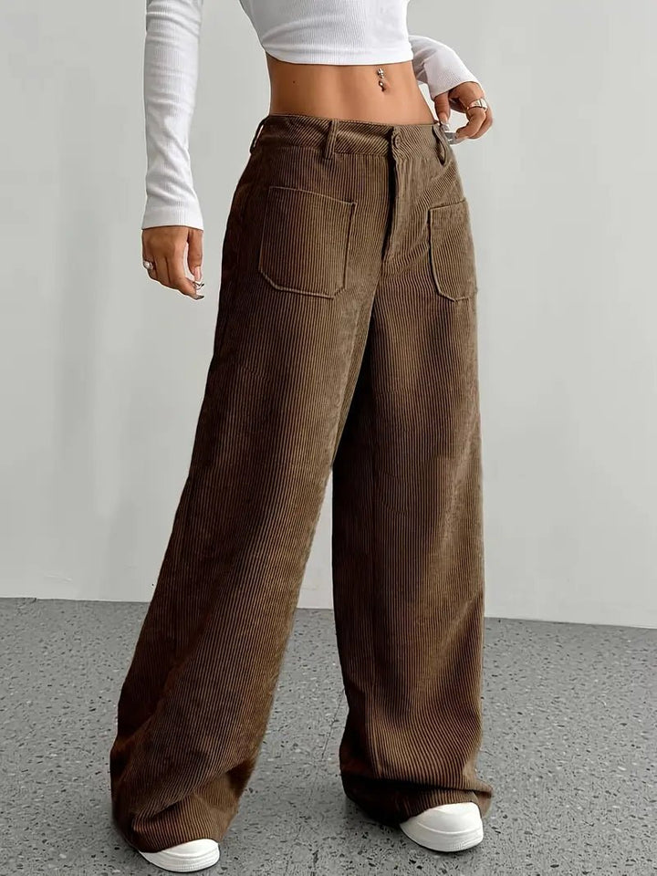 Womens wide-leg corduroy pants, view 3