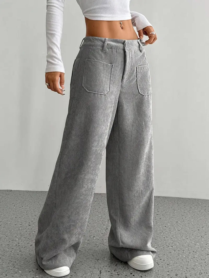 Womens wide-leg corduroy pants, view 2