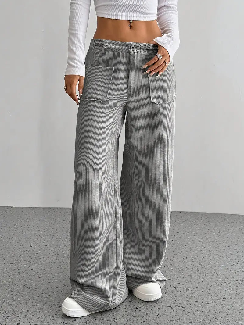 Womens wide-leg corduroy pants, view 4