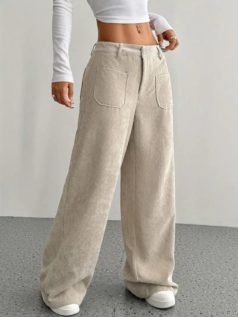 Womens wide-leg corduroy pants, view 1