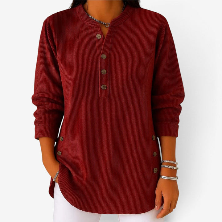 Kara | Long Sleeve Corduroy Button Top